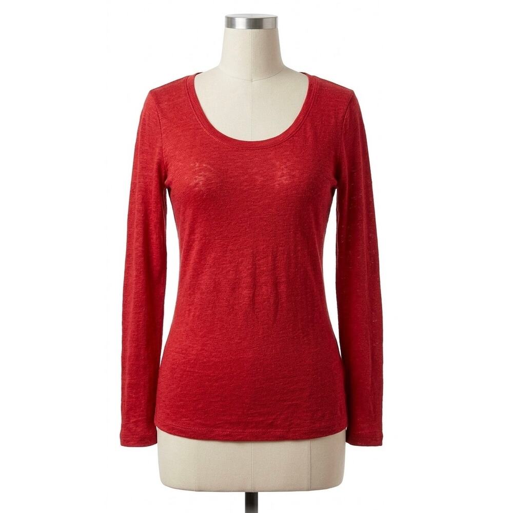 Maurices Red Burnout Long Sleeve Scoop Neck Top Blouse Sz M